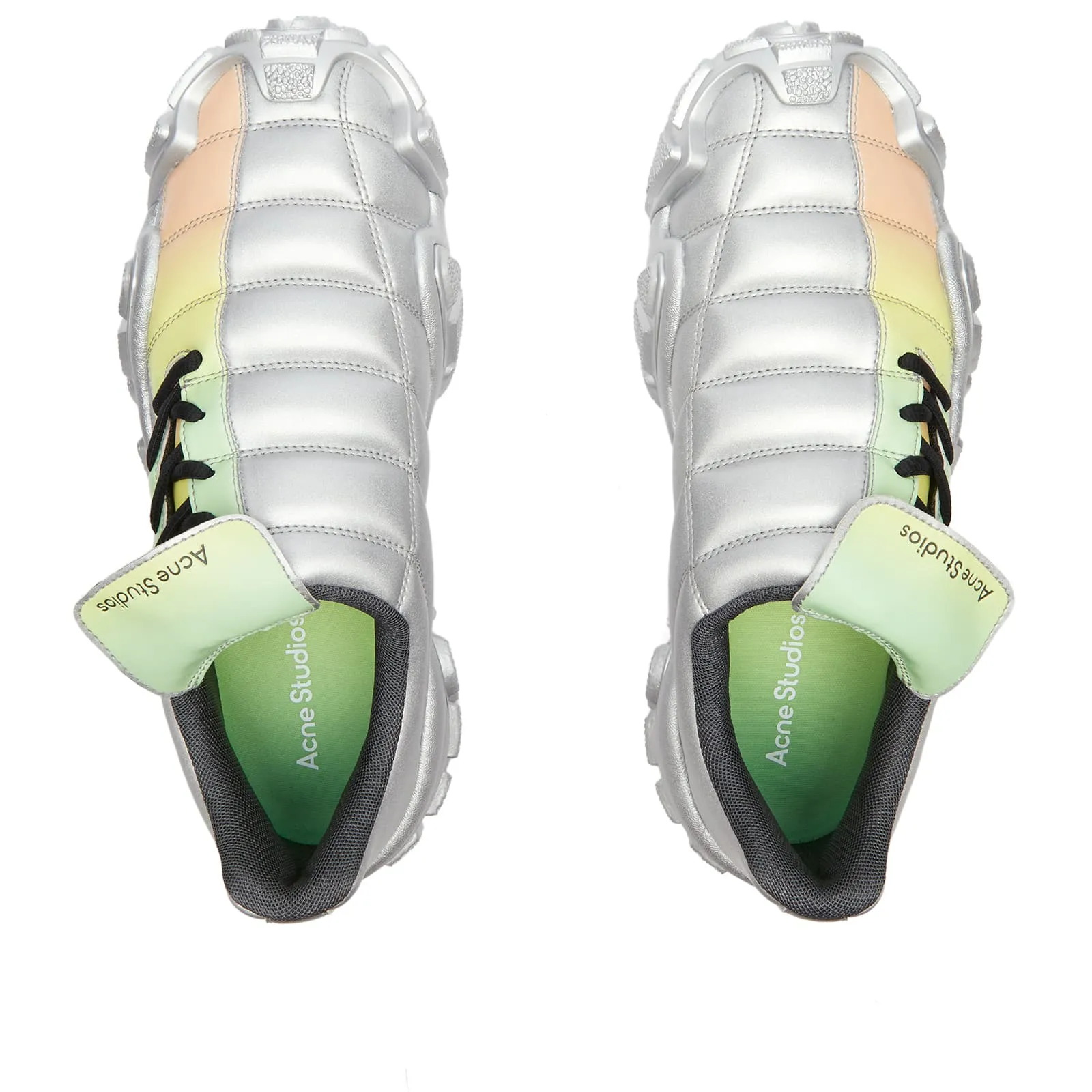 Acne Studios Bolzter Football Sneakers, Gray & Green