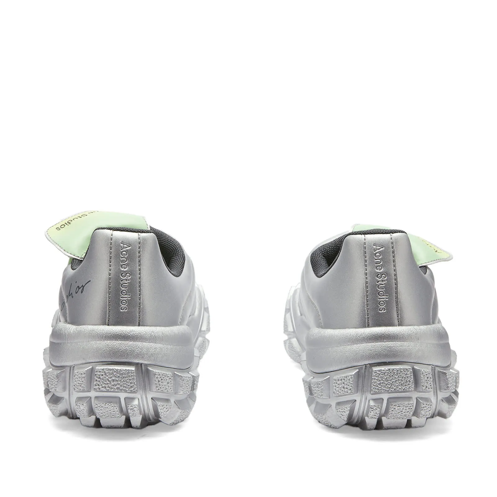 Acne Studios Bolzter Football Sneakers, Gray & Green