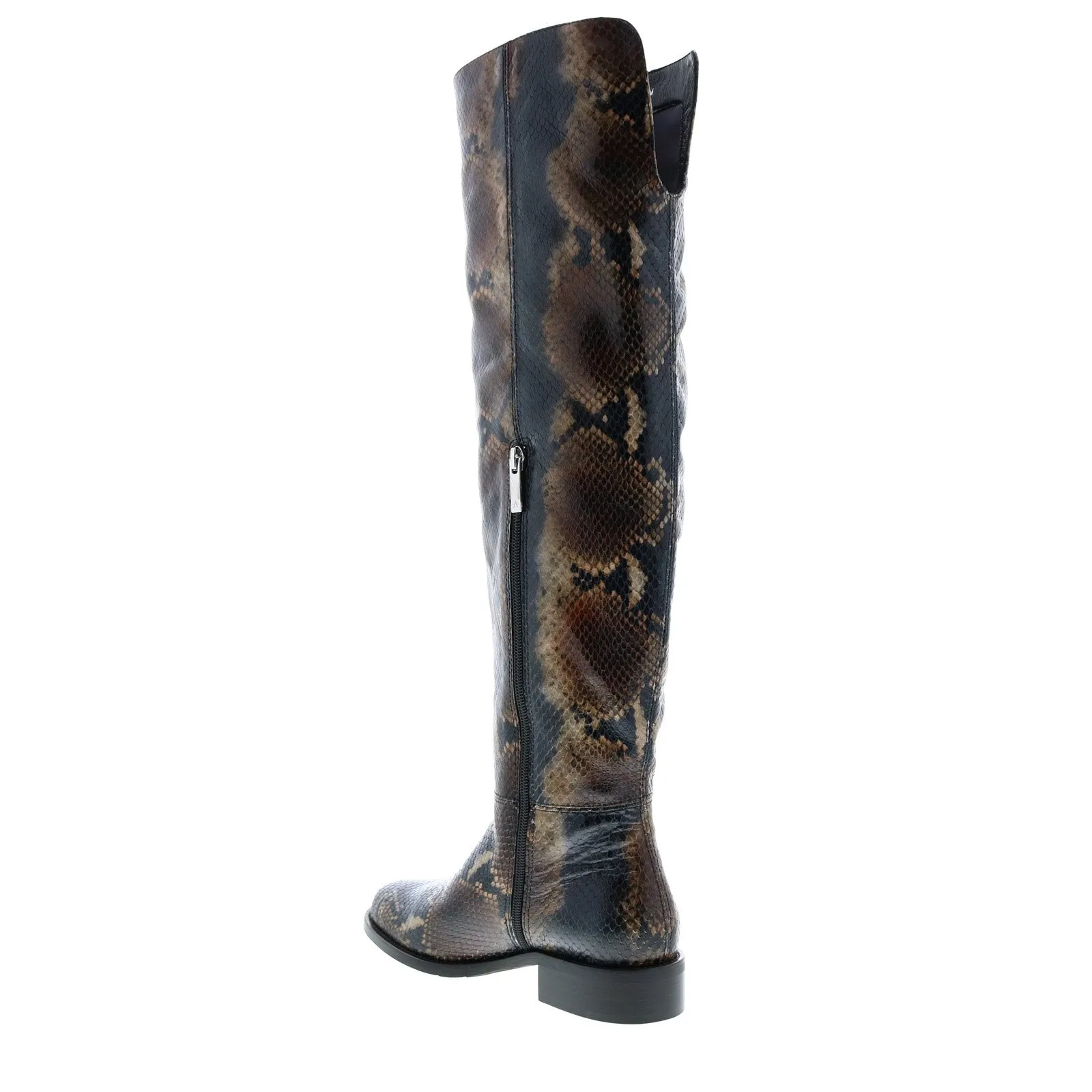 Aquatalia Nahla Snake Print 34L3775-NBN Womens Brown Leather Zipper Knee High Boots Shoes