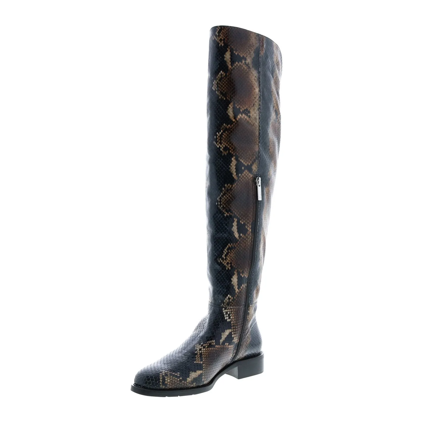 Aquatalia Nahla Snake Print 34L3775-NBN Womens Brown Leather Zipper Knee High Boots Shoes