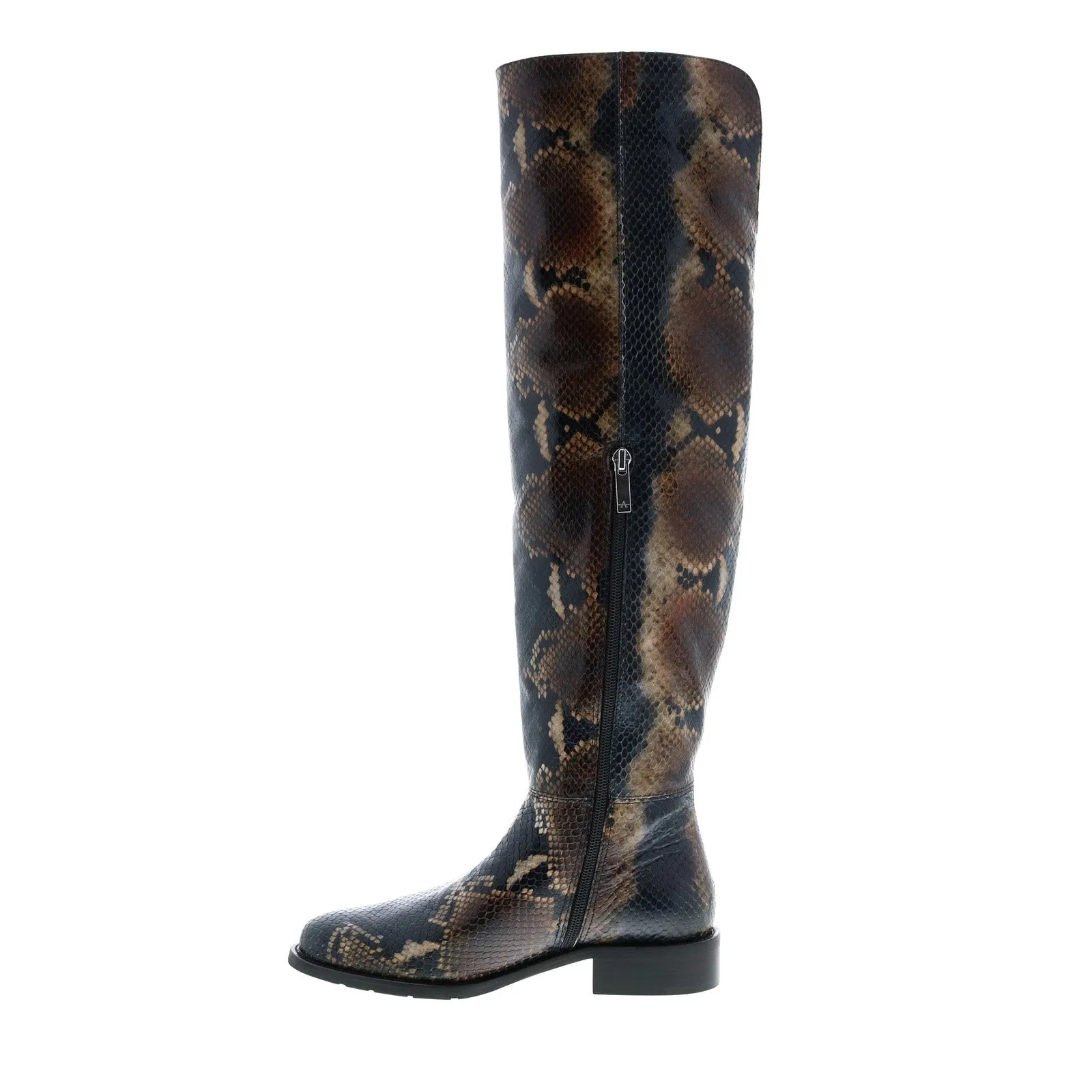 Aquatalia Nahla Snake Print 34L3775-NBN Womens Brown Leather Zipper Knee High Boots Shoes