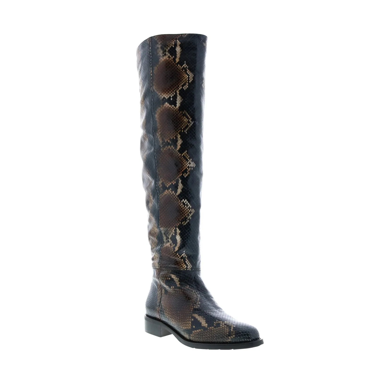 Aquatalia Nahla Snake Print 34L3775-NBN Womens Brown Leather Zipper Knee High Boots Shoes