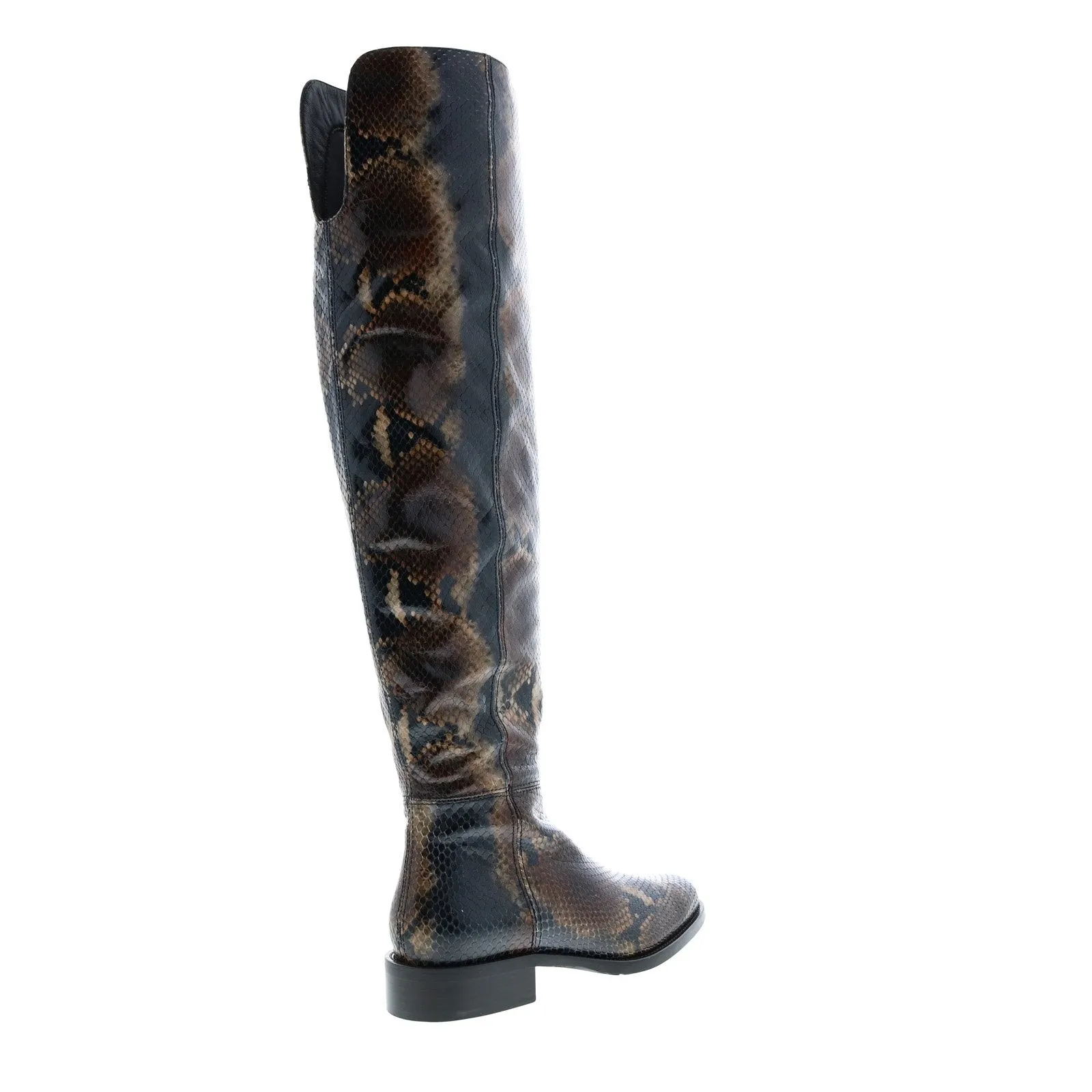 Aquatalia Nahla Snake Print 34L3775-NBN Womens Brown Leather Zipper Knee High Boots Shoes