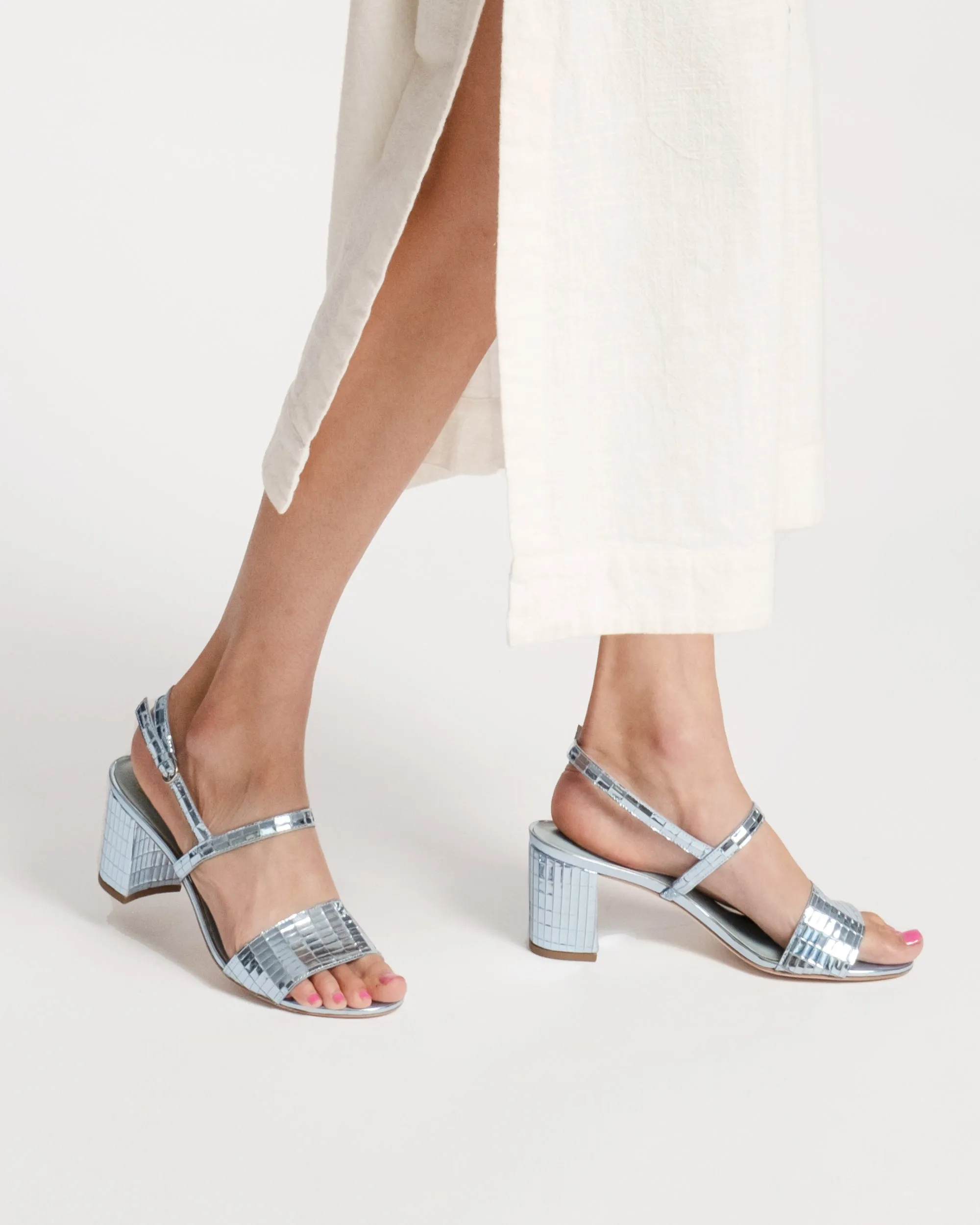 Bettina Sandal Disco Leather Celeste