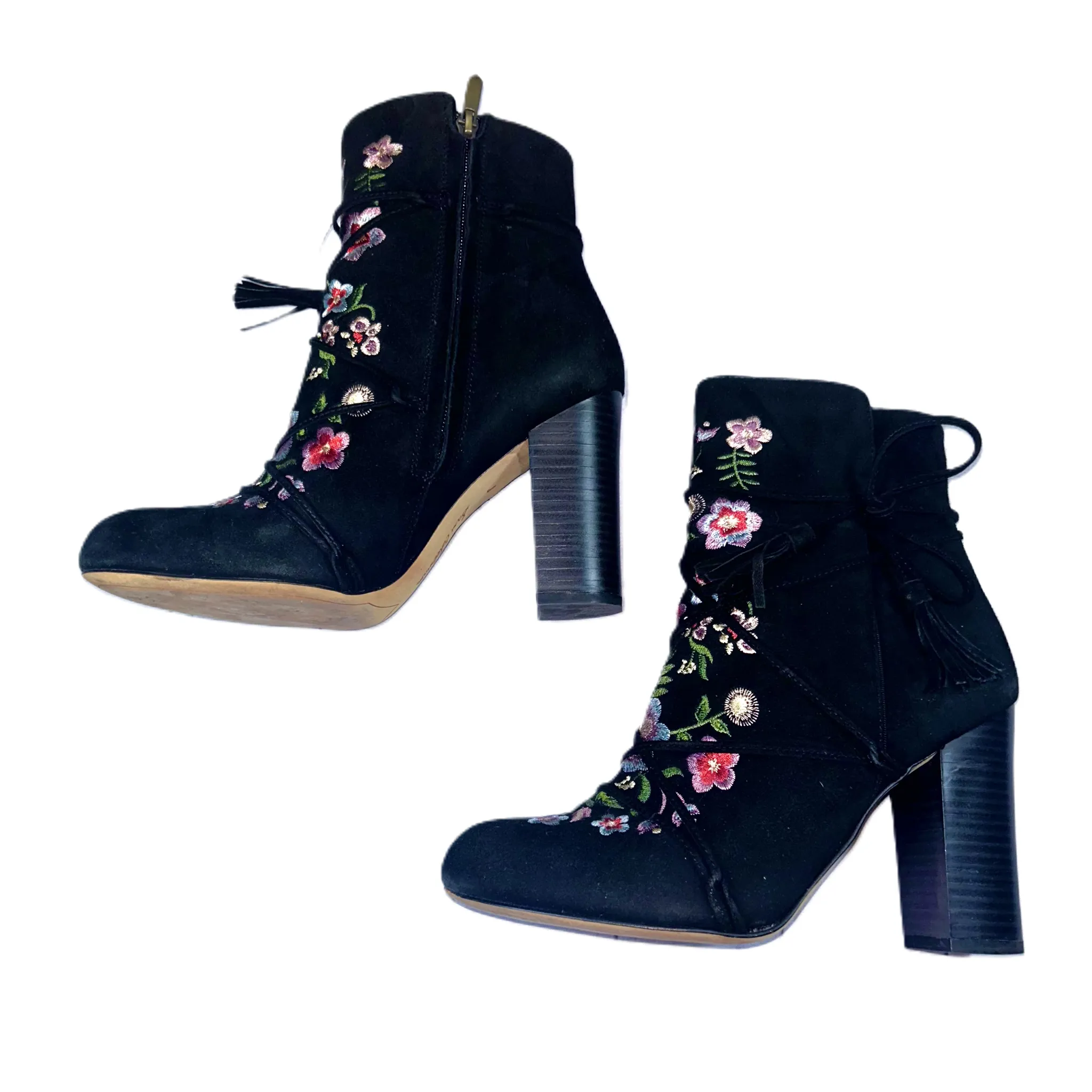 Boots Ankle Heels By Sam Edelman In Floral Print, Size: 8