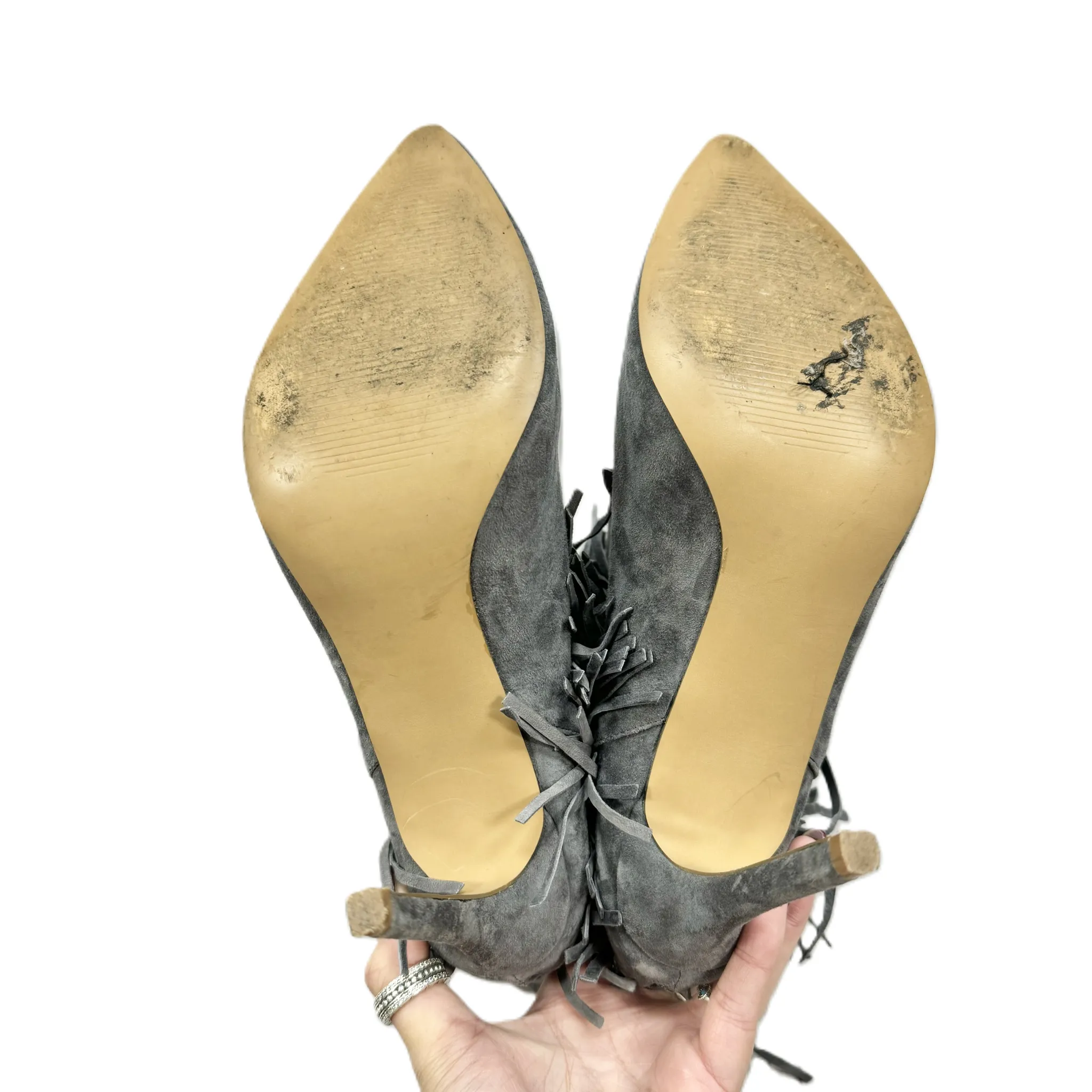 Boots Ankle Heels By Steve Madden In Grey, Size: 9