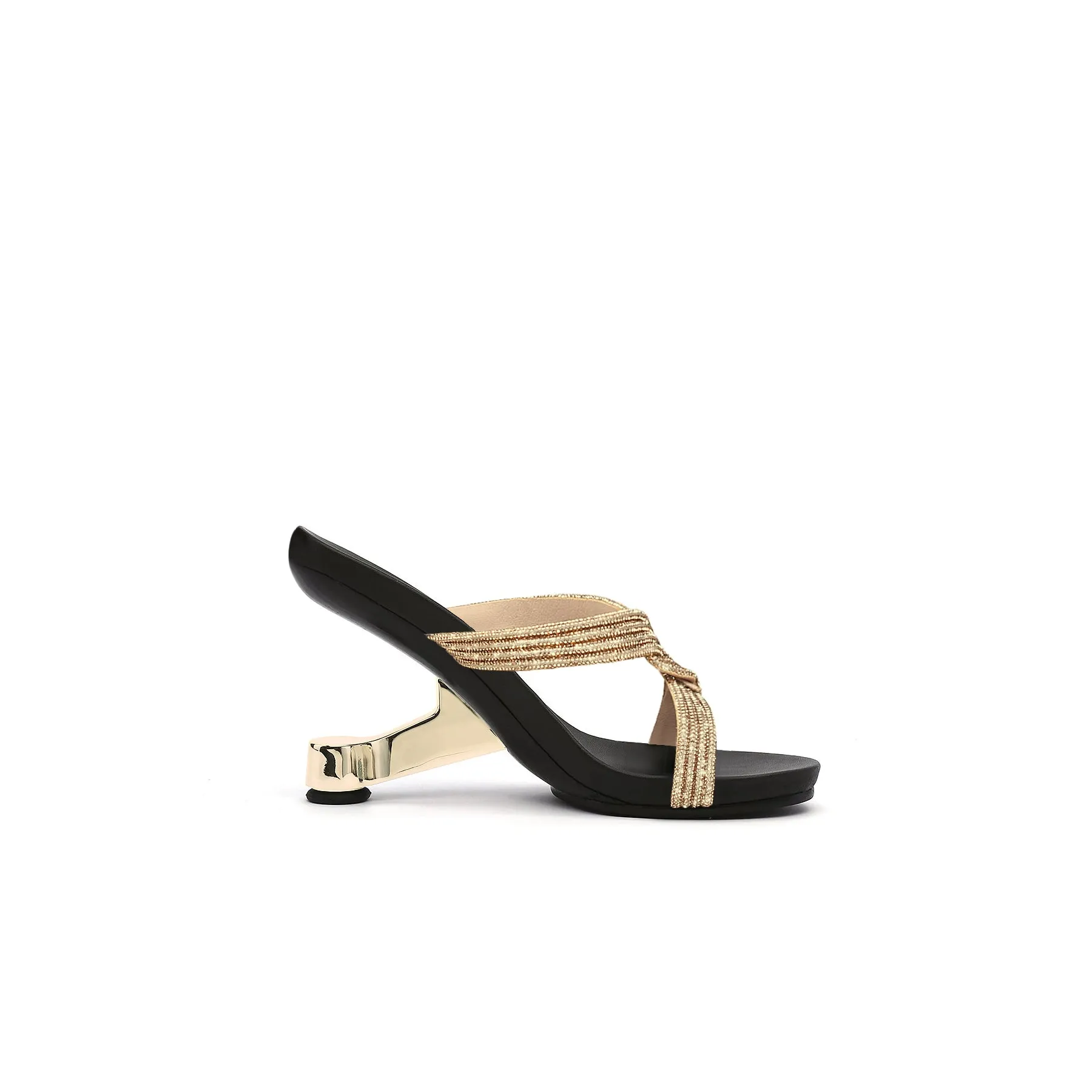 Braided Bling Strap Mules