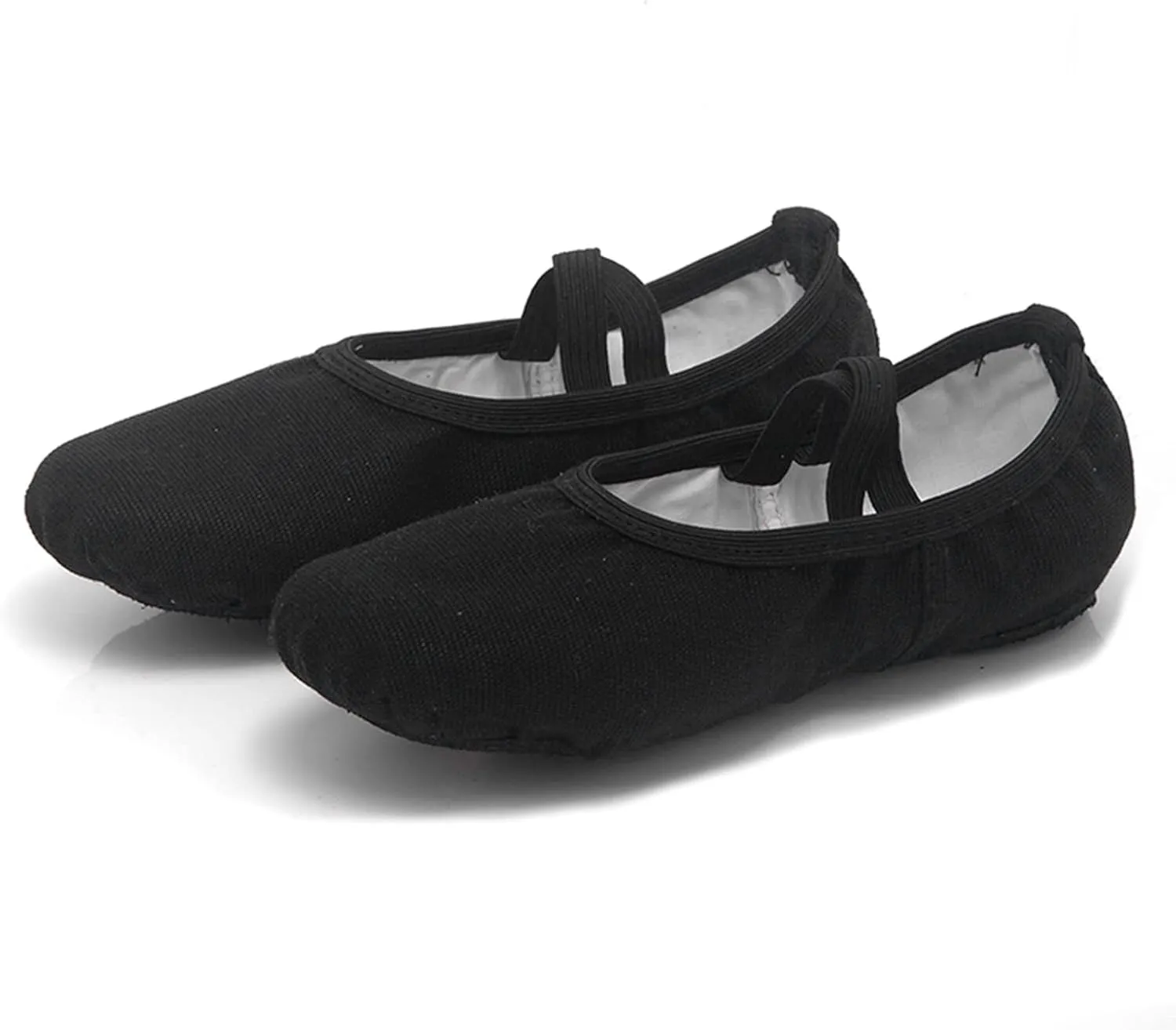 Canvas Ballet Shoes for Girls Toddler Kids Dance Practice Slippers Split Soft Elastic Laces Yoga Flat Shoes
