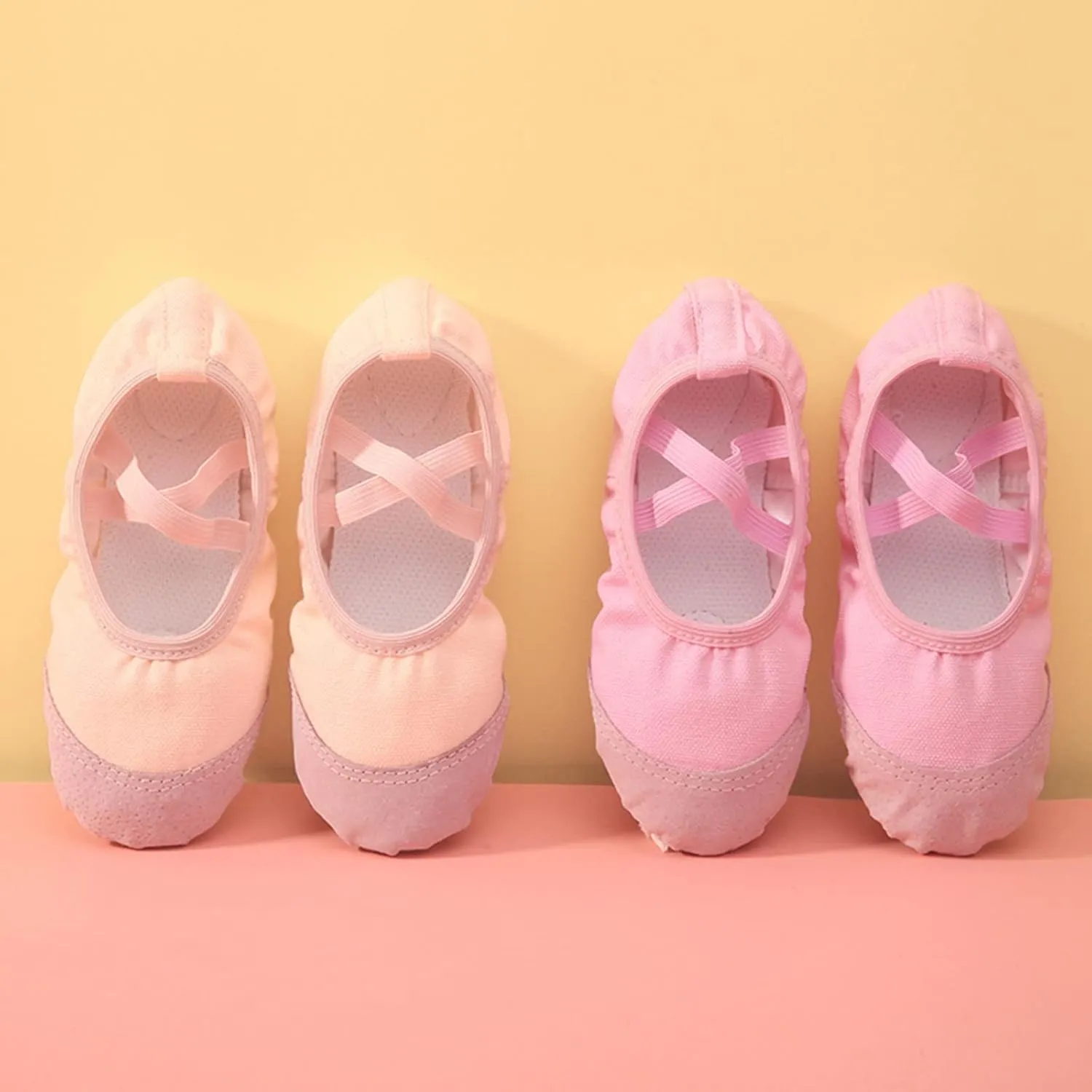 Canvas Ballet Shoes Highly Stretch Girls Boys Ballet Slippers Split Sole Yoga Dance Shoe with Elastic for Kids
