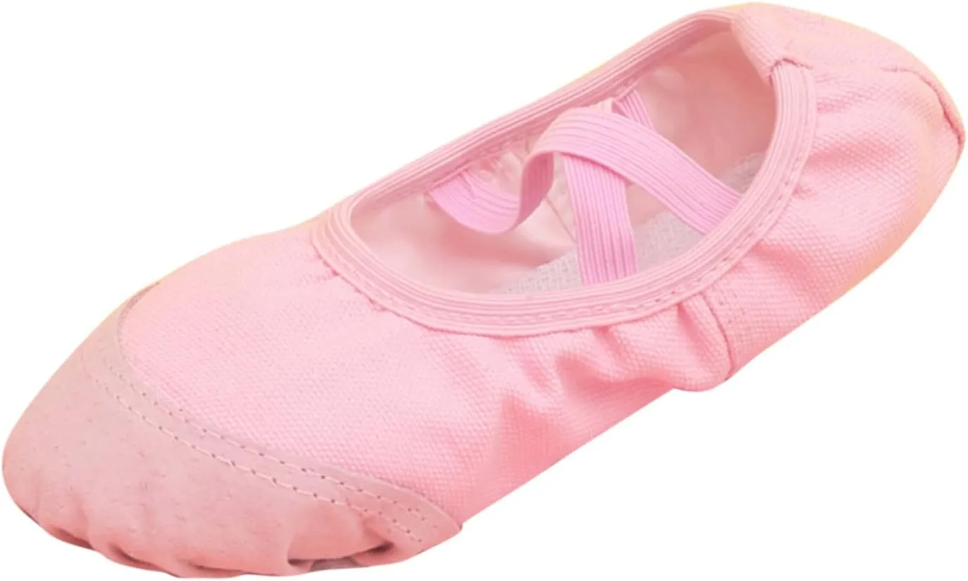 Canvas Ballet Shoes Highly Stretch Girls Boys Ballet Slippers Split Sole Yoga Dance Shoe with Elastic for Kids