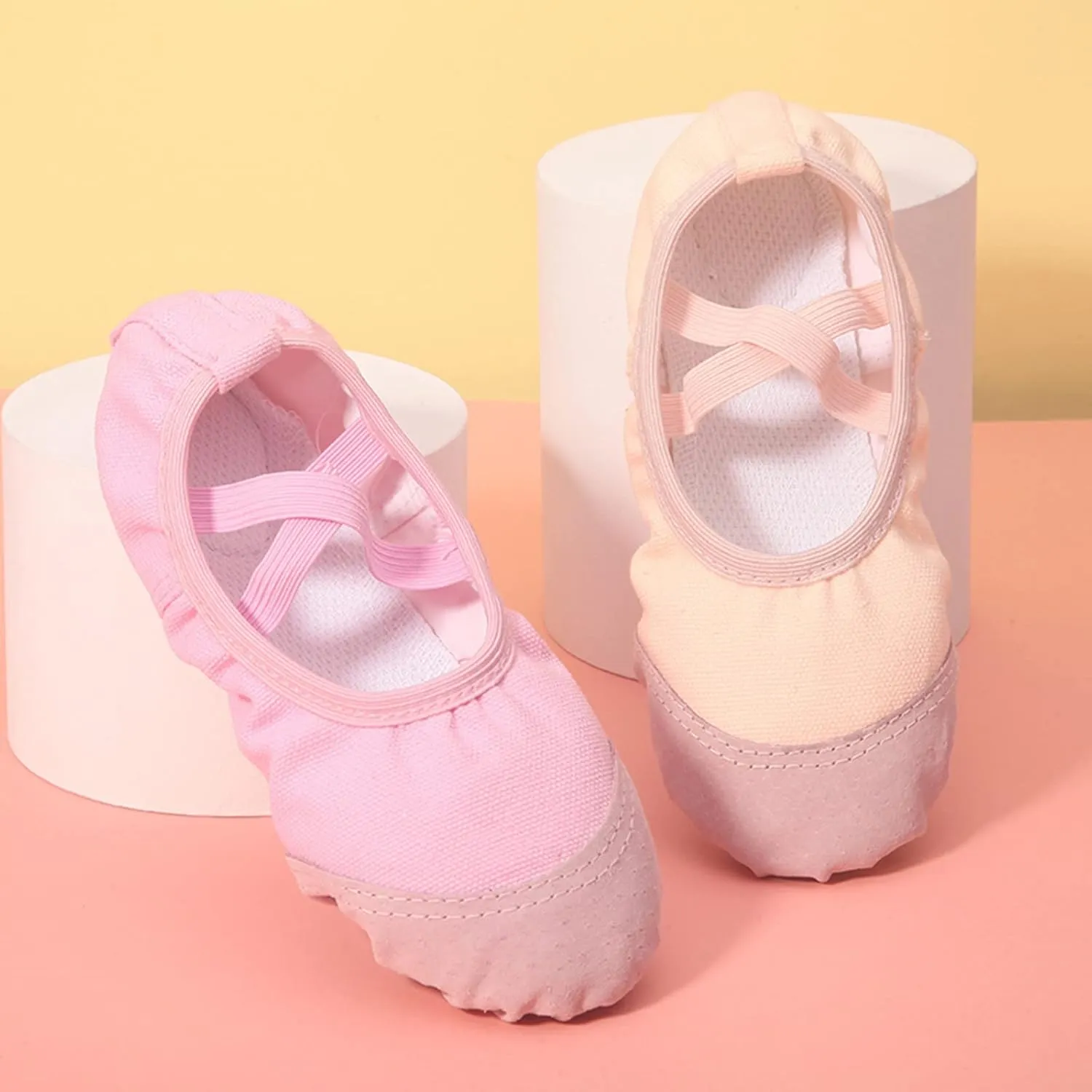 Canvas Ballet Shoes Highly Stretch Girls Boys Ballet Slippers Split Sole Yoga Dance Shoe with Elastic for Kids