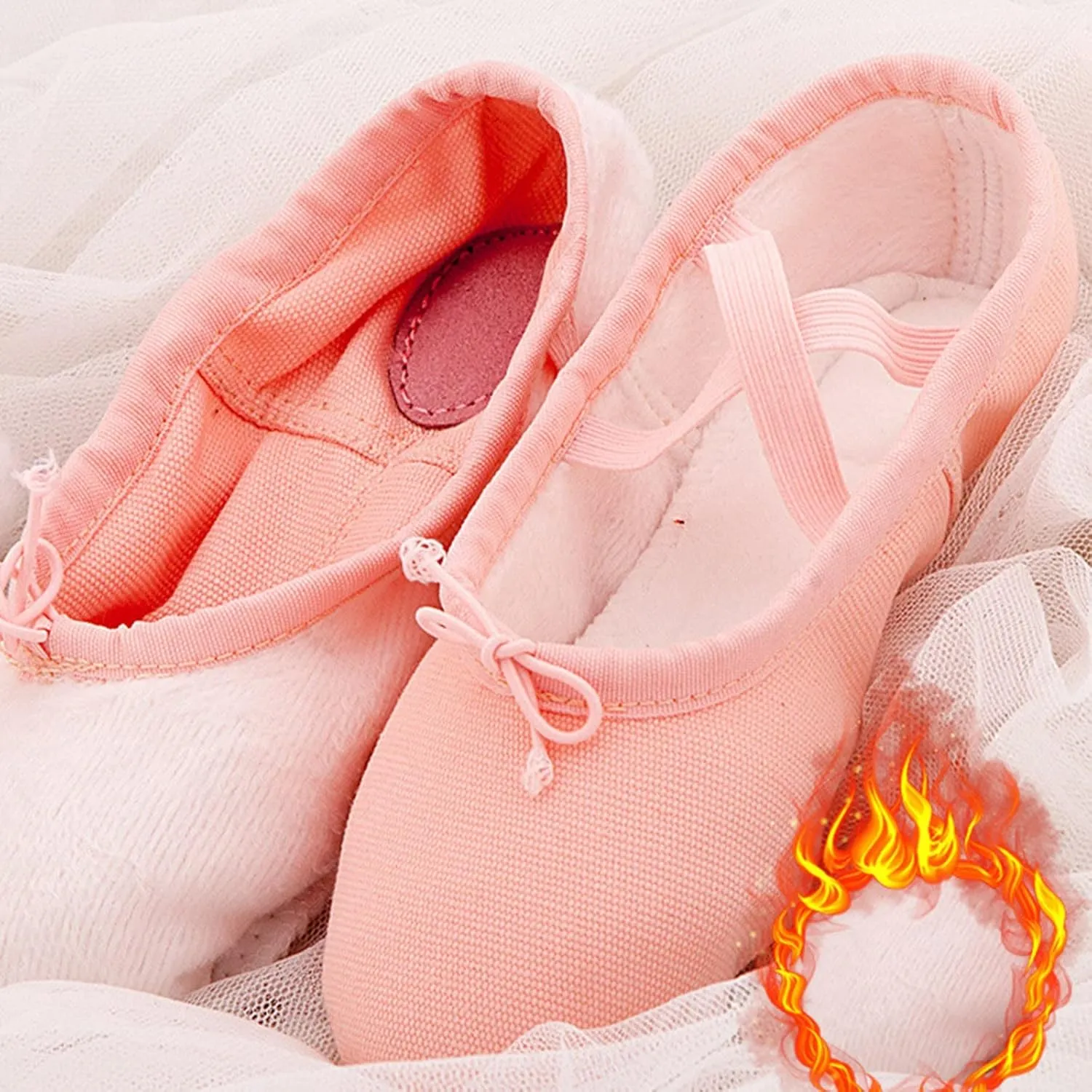 Canvas Ballet Slippers Flat for Girls Toddlers Kids Yoga Practice Elastic Shoes for Dancing Pink Ballet Shoes