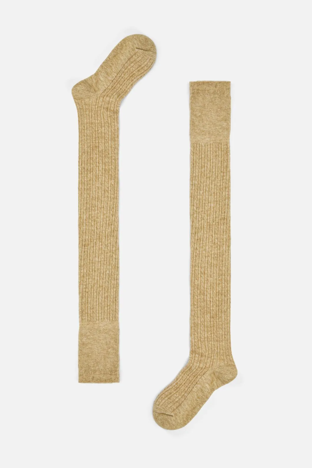 Cream Over The Knee Socks
