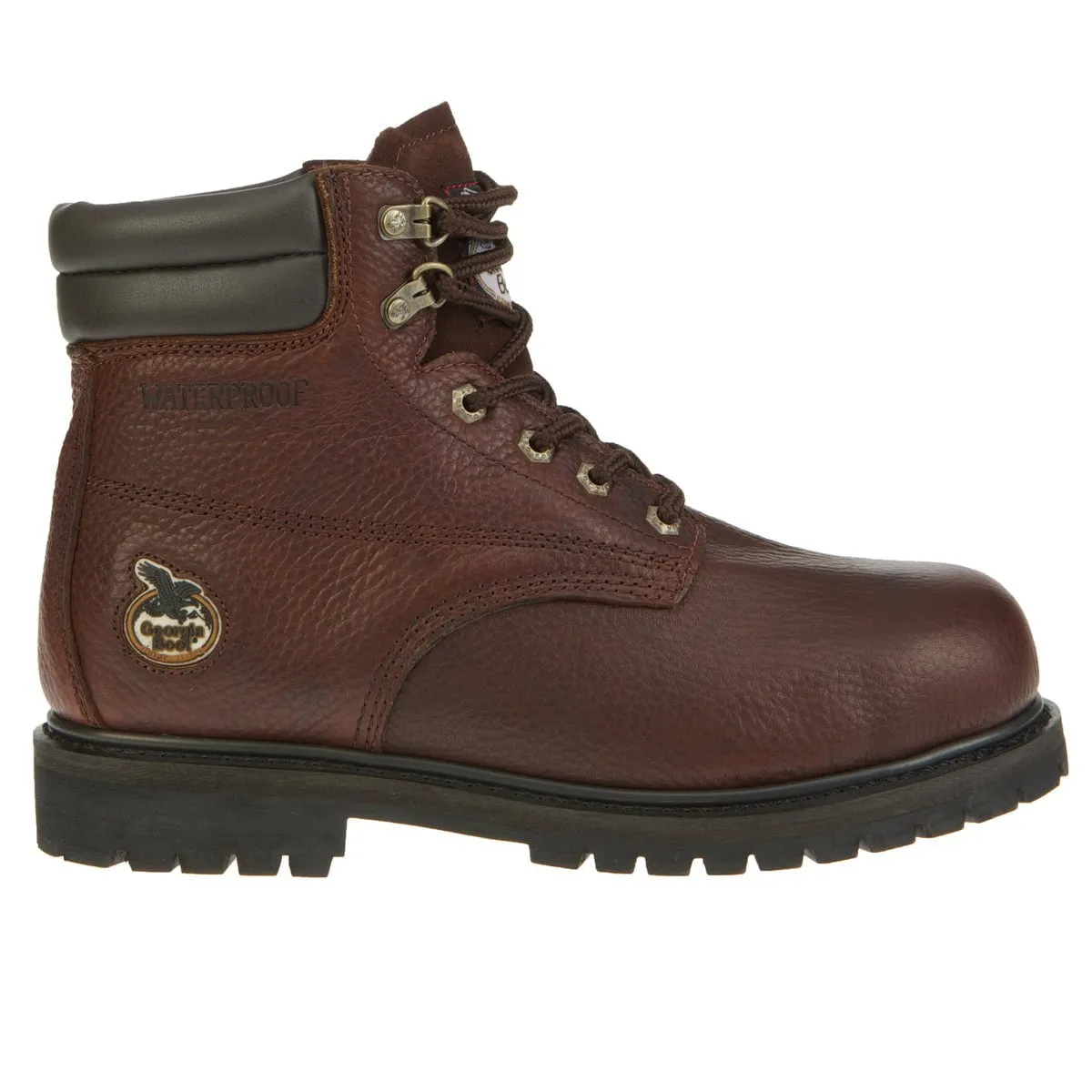 Georgia Oiler Mens Brown Leather Steel Toe Waterproof Work Boots
