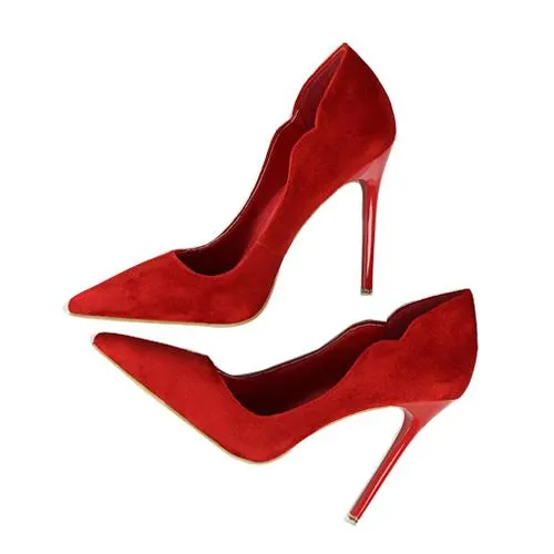LALA IKAI Slip On Women Pumps Spring Autumn Elegant Wedding Shoes High Heel Pointed Toe Ladies Shoes Female XWC0575-5