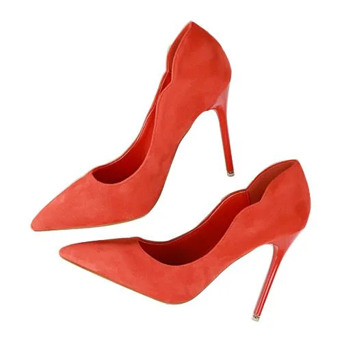 LALA IKAI Slip On Women Pumps Spring Autumn Elegant Wedding Shoes High Heel Pointed Toe Ladies Shoes Female XWC0575-5
