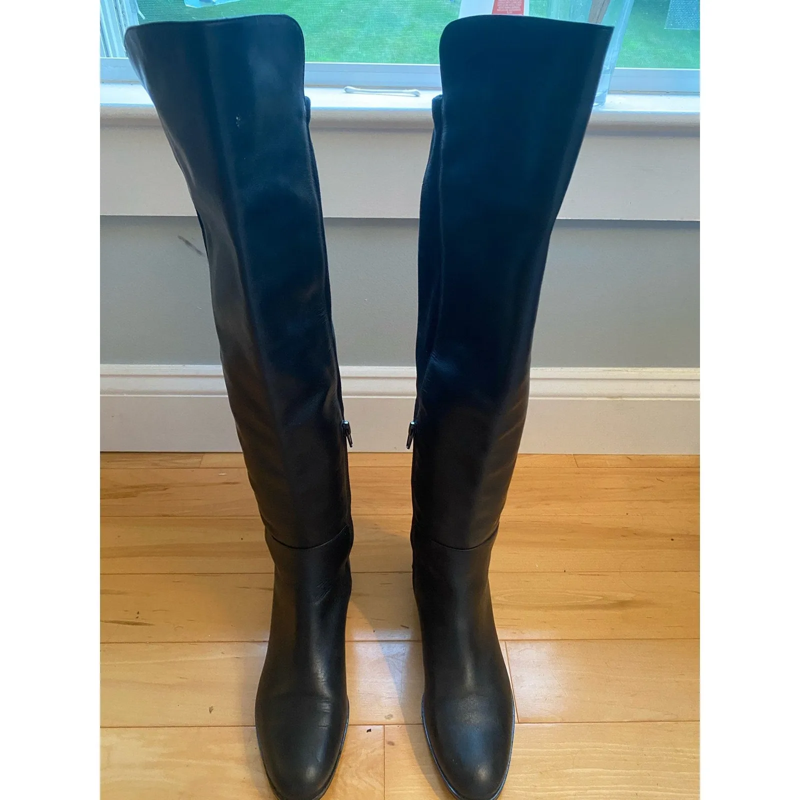 Miss Albright Over-the-Knee Black Leather Boots Size 7.5