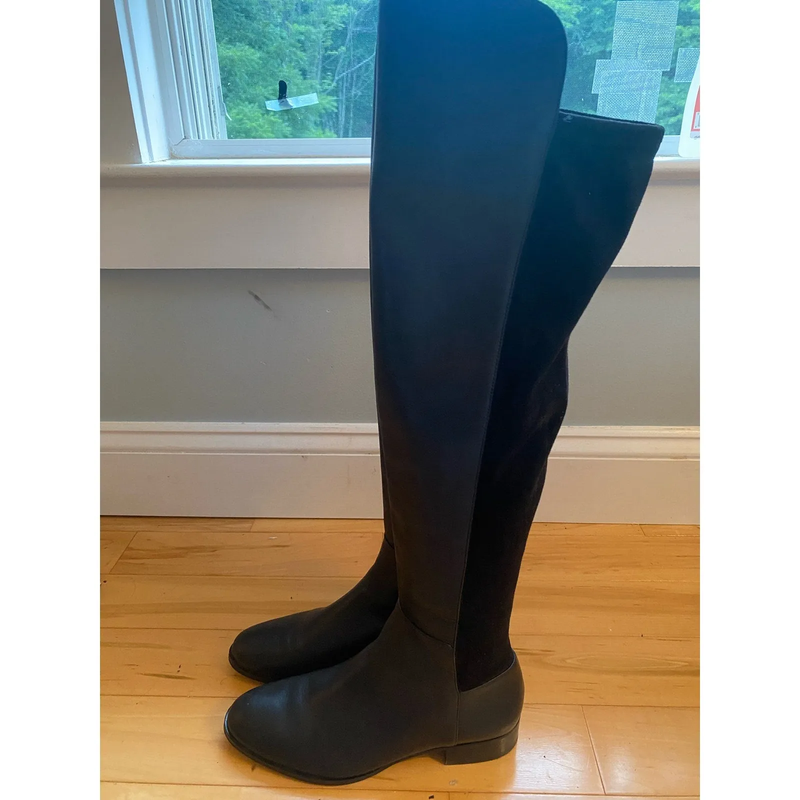 Miss Albright Over-the-Knee Black Leather Boots Size 7.5