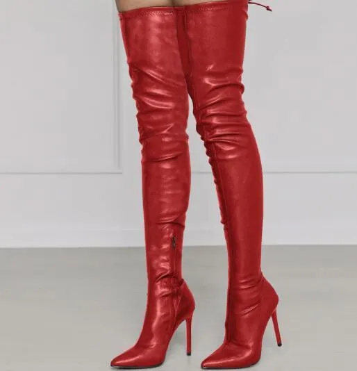 Sexy Pu Pointed High Stiletto Heel Over The Knee Boots