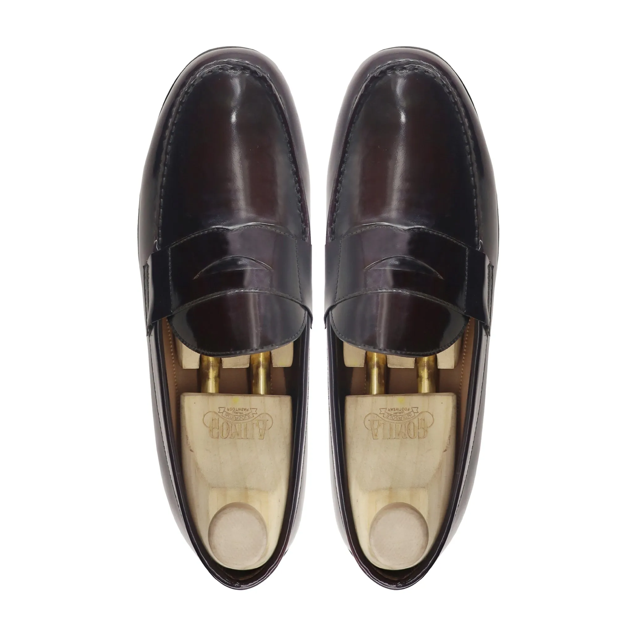 Sietal - Men's Dark Brown Box Leather High Shine Loafer