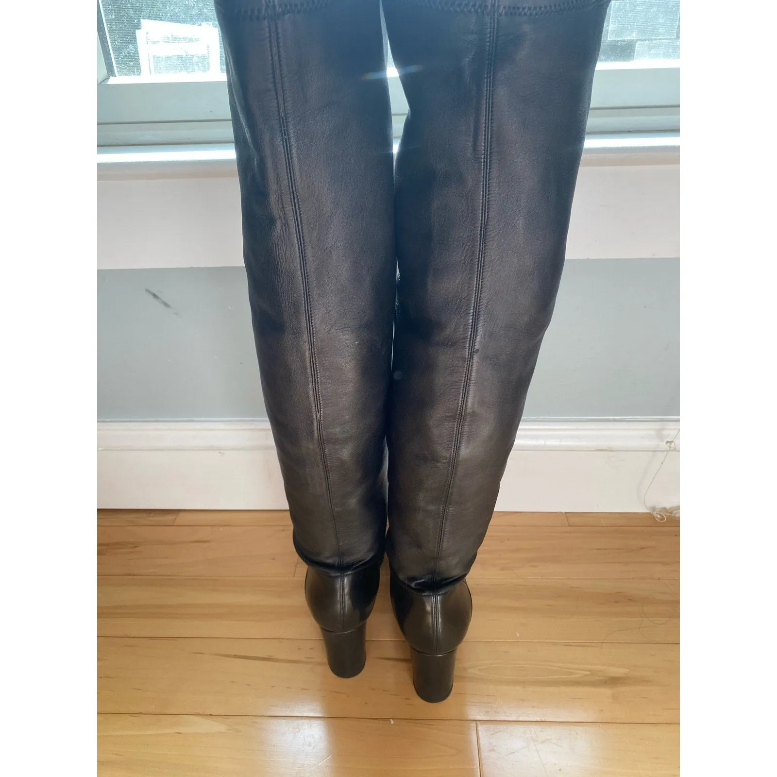 Valentino Black Lambskin Leather Over The Knee Boots Size 39