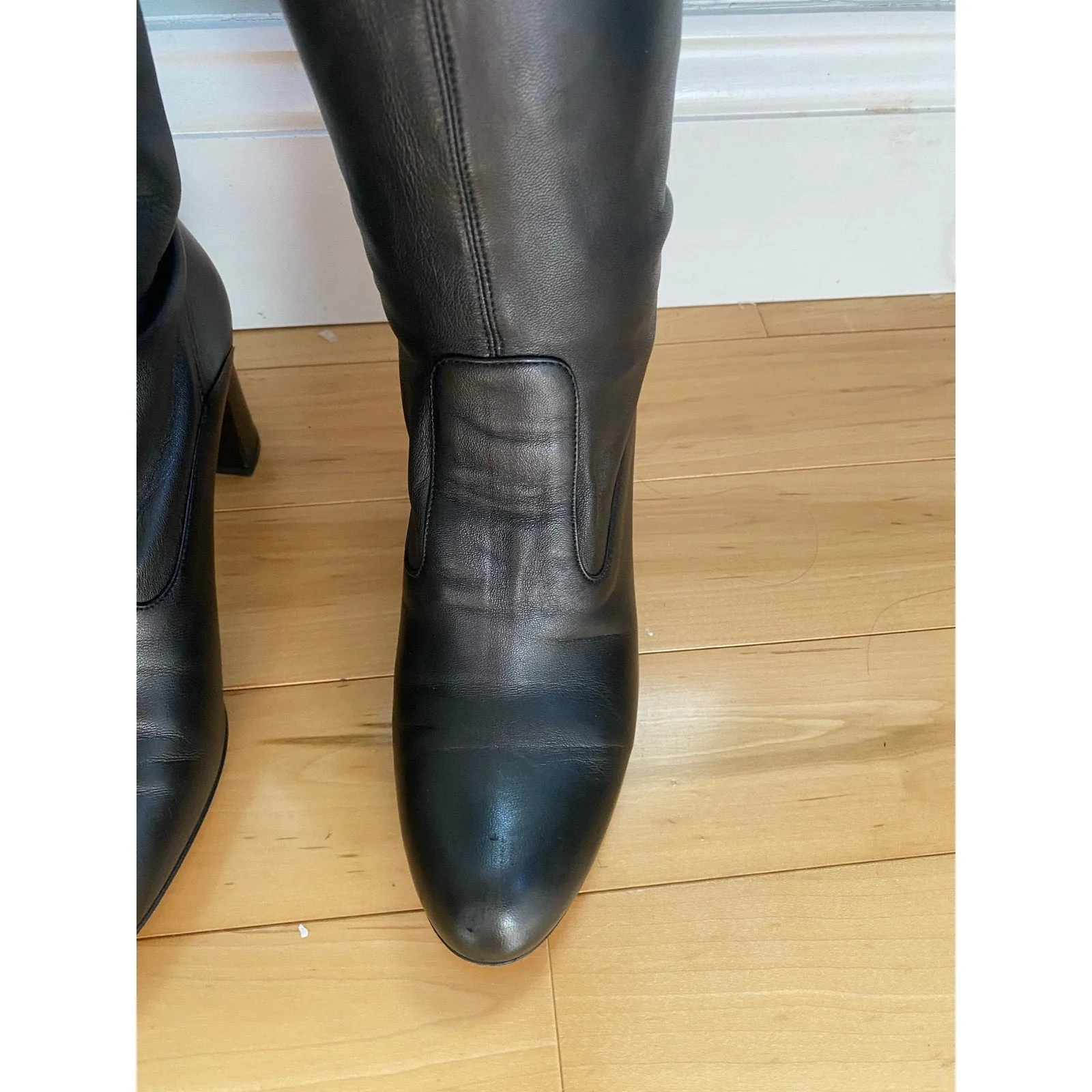 Valentino Black Lambskin Leather Over The Knee Boots Size 39