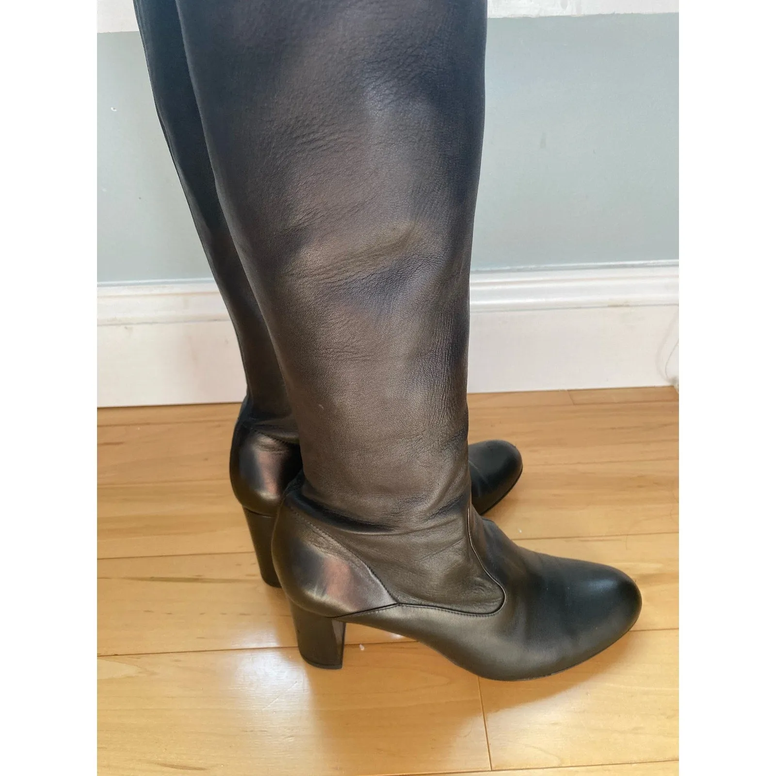 Valentino Black Lambskin Leather Over The Knee Boots Size 39
