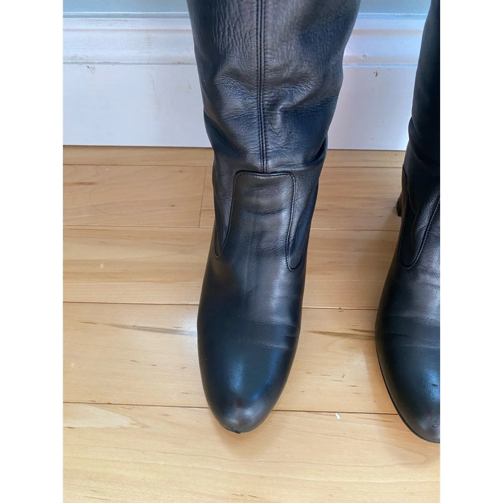 Valentino Black Lambskin Leather Over The Knee Boots Size 39