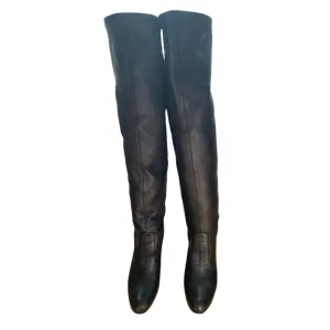 Valentino Black Lambskin Leather Over The Knee Boots Size 39
