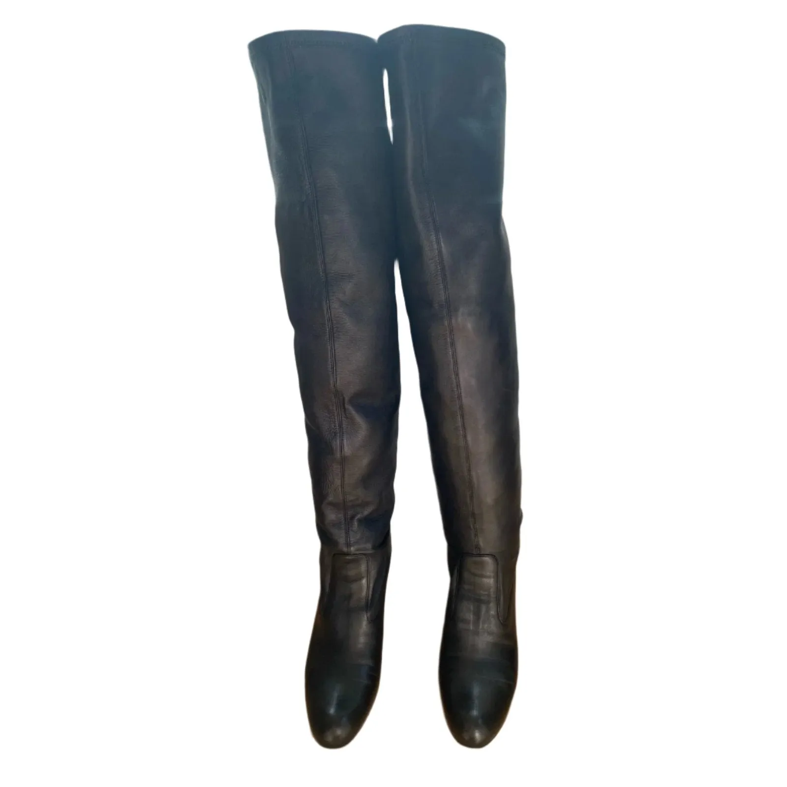 Valentino Black Lambskin Leather Over The Knee Boots Size 39