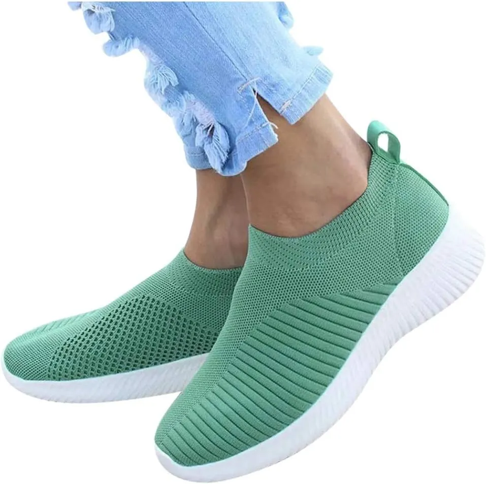 Women's Fashion Sneaker Mesh Slip On Black Non Slip Shoes for Women Comfortable Womens Leather Tennis Shoes Slip On Loafers Womens All Black Sneakers