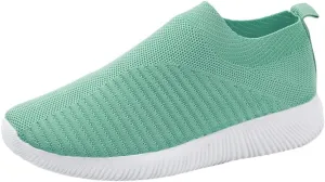 Women's Fashion Sneaker Mesh Slip On Black Non Slip Shoes for Women Comfortable Womens Leather Tennis Shoes Slip On Loafers Womens All Black Sneakers