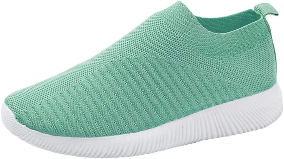 Women's Fashion Sneaker Mesh Slip On Black Non Slip Shoes for Women Comfortable Womens Leather Tennis Shoes Slip On Loafers Womens All Black Sneakers